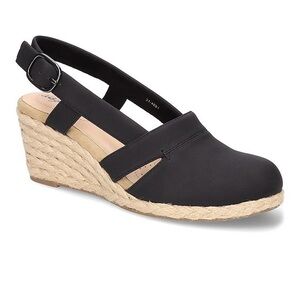 Easy Street 6.5WW Black and Tan Espadrille Wedges~NWT NEW IN BOX